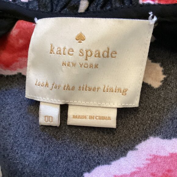 Kate Spade New York‎ Dress Size 00 Hazy Rose Black Floral Print 3/4 Sleeve - Picture 8 of 9
